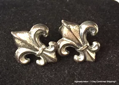 Vintage Earrings MARKED 925 STERLING SILVER Screwback Fleur De Lis Jewelry Lot Y • $0.99