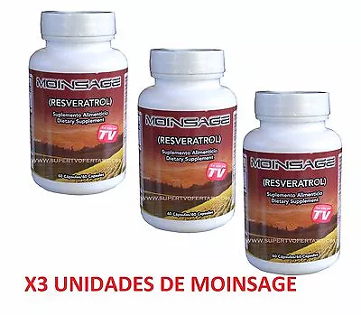 X3 Unid Resveratrol Moinsage 60 Caps Original 100% Natural • $45.80