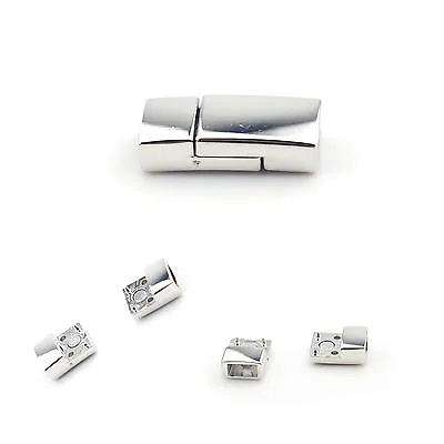 Small Rectangle Strong Interlocking Magnetic Platinum Plated Clasp Bracelet UK • £5.02