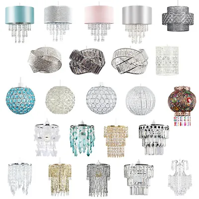 Easy Fit Ceiling Pendant Light Shade Acrylic Jewel Droplet Chandelier Lampshades • £27.89