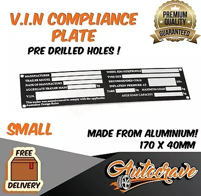 $4.94 • Buy Trailer VIN Number Plate Compliance ID Tag Horse Float Caravan Boat Small Alumin
