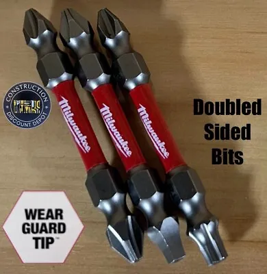 Milwaukee SHOCKWAVE 3 Impact Rated Double Ended Bits PH2 SQ2 T25 NEW • $12.99