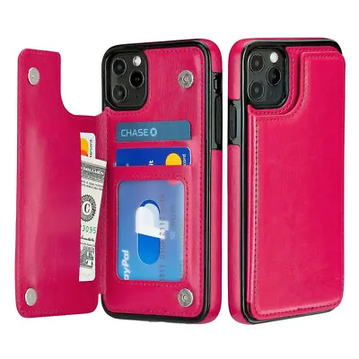Magnetic Card Slot Leather Wallet Hybrid Shockproof Case Stand Cover For IPhone • £7.79