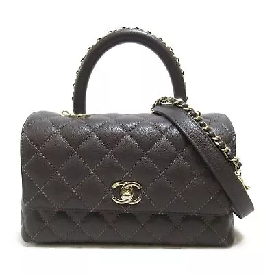 CHANEL Coco Handle XS 2way Shoulder Bag A92990 Leather Dark Brown Used Women GHW • $13075.35