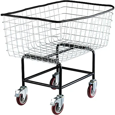 VEVOR Wire Laundry Cart Wire Laundry Basket 4.5 Bushel Heavy Duty W/ 5'' Wheels • $167.99