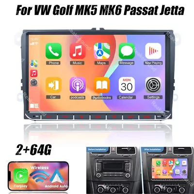 9 For VW Golf MK5 MK6 Passat Jetta Android 13 Apple Carplay Car Radio Stereo GPS • $115.99