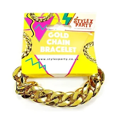 Chunky Gold Chain Bracelet Fake Fancy Dress Bling Gangster Rapper Joke Realistic • £4.99