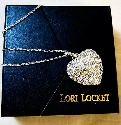 Vtg LORI LOCKET Pave Rhinestone JESUS In My Heart LOCKET PENDANT NECKLACE W/Box • $24.95