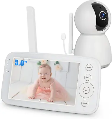 Hakaug Baby Monitor With 5.0  Monitor And Pan-Tilt-Zoom Camera FHSS Transmission • £71.71