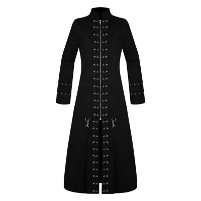 Handmade Men Black Hellraiser Goth Punk Pinhead Vampire Jacket Trench Coat • $84.99