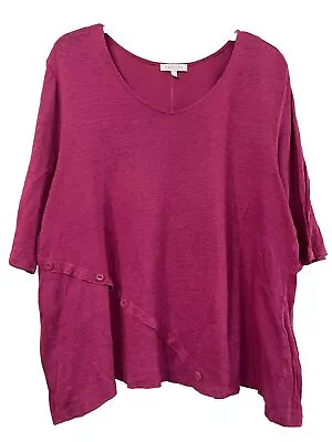 Habitat Clothes To Live In Linen Button Detail Knit Top. A-Line Pink Large • $25