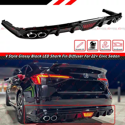 For 22-24 Honda Civic Sedan New Rev-light Style Led Rear Diffuser+ Corner Spats • $154.99