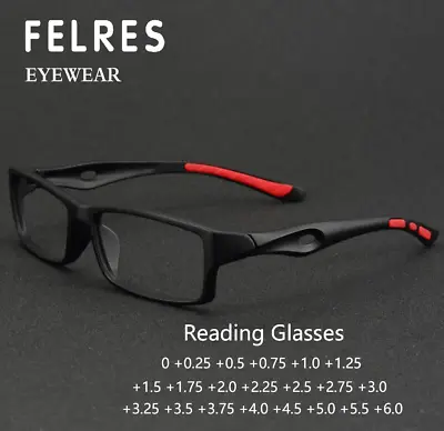 Square Sport Blue Light Blocking Reading Glasses Men Women Full Frame Glasses  • $7.99