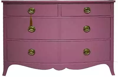 Vintage Federal Style Bow Front Mahogany 4 Drawer Dresser In Pink By Drexel- New • $1750