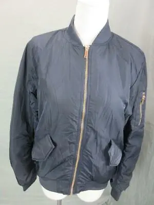 Nwt H&m Size 4 Womens Navy Full Zip Side Pockets Insulated Bomber Jacket T538 • $15