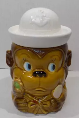 Vintage Japan Sailor Monkey Cookie Jar With Lid 10 1/2  Tall. • $35