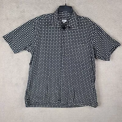 Vintage Maus & Hoffman Shirt Mens XL Black White Print Button Up Cotton USA Made • $24.99