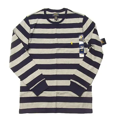 Polo Ralph Lauren Men's Gray/Navy Stripe Waffle Knit Thermal Crew-Neck T-Shirt • $39.99