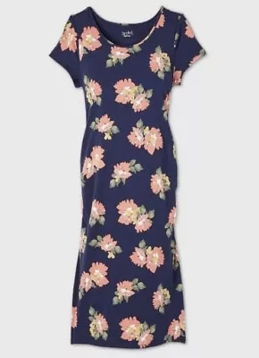 NWT Floral Print Short Sleeve T-Shirt Maternity Dress  Isabel Navy XXL • $12