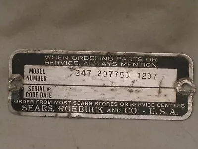 Vintage SEARS ROEBUCK AND CO. Data Plate Rototiller Tiller ID Tag 2472977501297 • $6.30