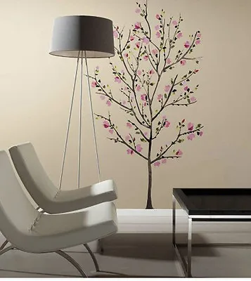 $29.99 • Buy PINK BLOSSOM TREE Wall Stickers MURAL 33 Decals Cherry Flowers Branch 65  Tall