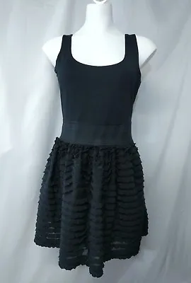 Miley Cyrus Max Azria Black Racerback Tank Dress Ruffle Skirt Junior Size Large • $12.95