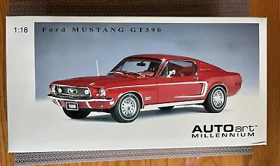 NIB AutoArt Millennium 1/18 Diecast 1968 Ford Mustang GT390 Red Model Car Mint • $220