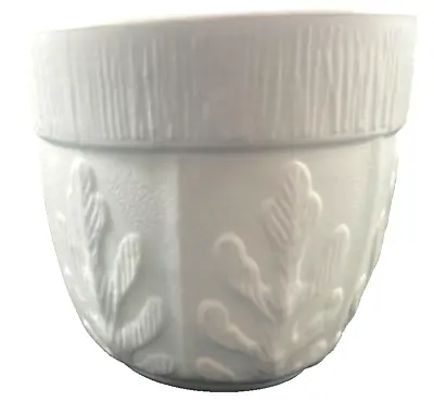 Vtg 1975 FTD Oak Leaf Milk Glass Planter Vase Flowerpot 5  X 5  • $8.99