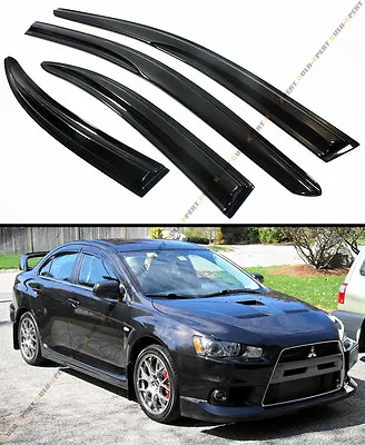 Jdm 3d Wavy Shape Smoked Window Visor Shade For 08-2017 Mitsubishi Lancer Evo 10 • $26.99