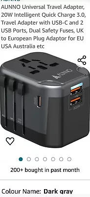 AUNNO Universal Travel Adapter International Travel Plug Adapter With 1 USB  • £9.98