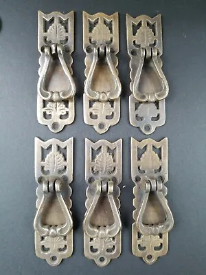 6  Ornate Leaf Victorian Style Brass Pendant Handle Drawer Pulls 3 3/8  #H21 • $29.95