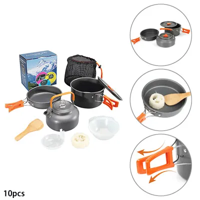 £20.28 • Buy Portable Camping Hiking Cooking Cookware Set Pots Pans Outdoor Picnic Equipment