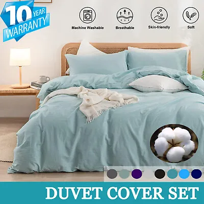 $21.86 • Buy Cotton Quilt Duvet Cover Set Soft Single Double Queen Super King Size Bed Sheet