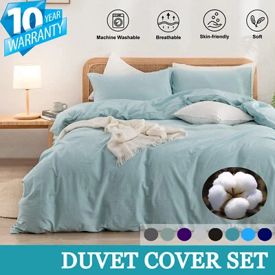 $29.15 • Buy Cotton Quilt Duvet Cover Set Soft Single Double Queen Super King Size Bed Sheet