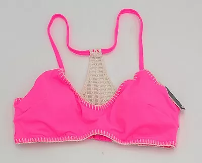 Victoria Secret Neon Pink Bikini Bathing Suit Top Bandeau Crochet Large • $20