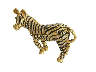 $19.99 • Buy Bejeweled Zebra Hinged Metal Enameled Rhinestone Trinket Box