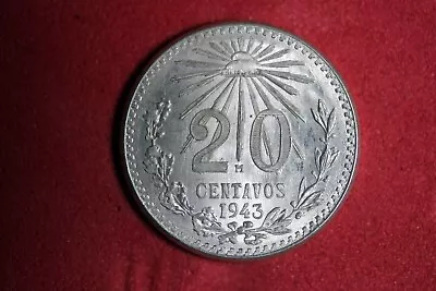 ESTATE FIND 1943 - Mexico 20 Centavos Moneda De Plata .720! #N03681 • $10