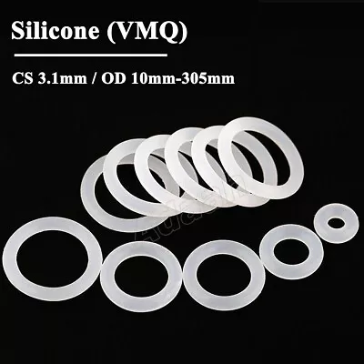 O-Rings CS 3.1mm Food Grade Silicone O Ring Sealing Washer Gasket OD 10mm-305mm • £2.51