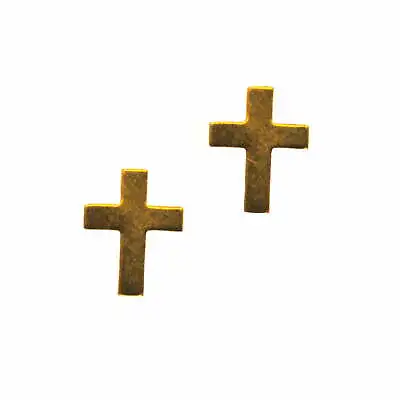 9ct Yellow Gold Stud Earrings In The Shape Of A Cross Approximately 8 Mm High • £19.95