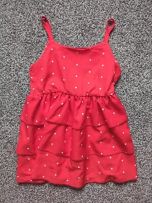 Baby Girls 9-12 Months Red Dotty Summer Dress (A239) • £1.50
