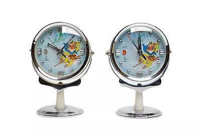 Two 1970s Alarm Clocks 'Moving Eyes' / Five Rams / Sun Wukong / Vintage Pedestal • $189