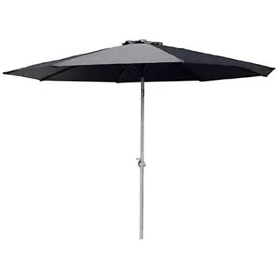 Garden Parasol Umbrella 2.4m Crank Wind Up Handle Tilt Aluminium Black Sun Shade • £34.99