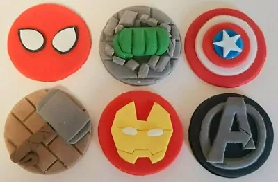 Edible Superhero Handmade Cupcake Toppers X 6 (unofficial Avengers/marvel) Set 2 • £10.35