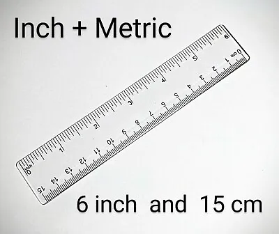 6 Inch Ruler Small Clear Plastic INCHES & CENTIMETERS Measuring 6  / Metric 15cm • $2.49