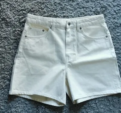 Arket Shorts Off White Jean Sz 27 Uk Summer Safari High Waist Organic Denim • £34