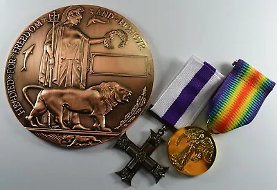 £43.99 • Buy Full Size Bronze World War 1 Memorial/Death Plaque And Medals. George V Cross