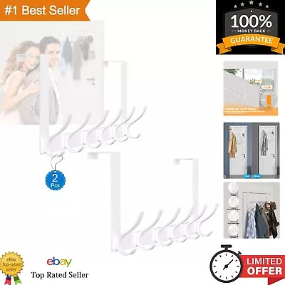 2 Pack Over The Door Hooks - Large Towel Rack With 12 Hooks Easy To Install • $28.99