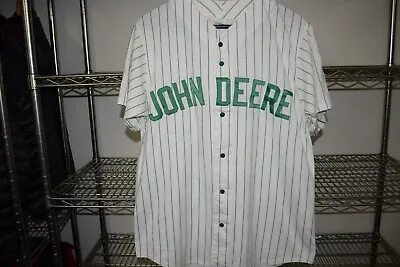 John Deere Vtg Farmer 50/50 Soft Sewn Logos Baseball Jersey Tag XL Fits L M/L M • $12