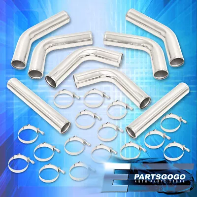 Universal 3  Turbo Piping Kit Chrome Aluminum Mandrel Bend Pipes + T-Bolt Clamps • $93.99