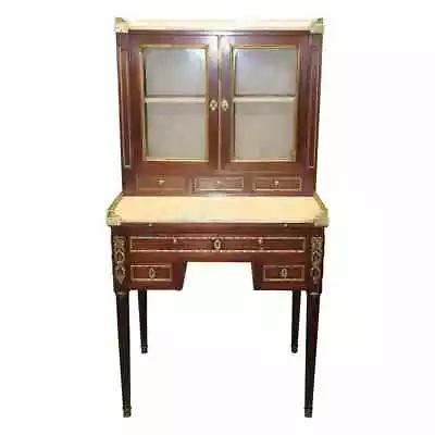 Fine Quality French Mahogany Bronze Mounted Secretary Desk Bookcase Top • $3595.50